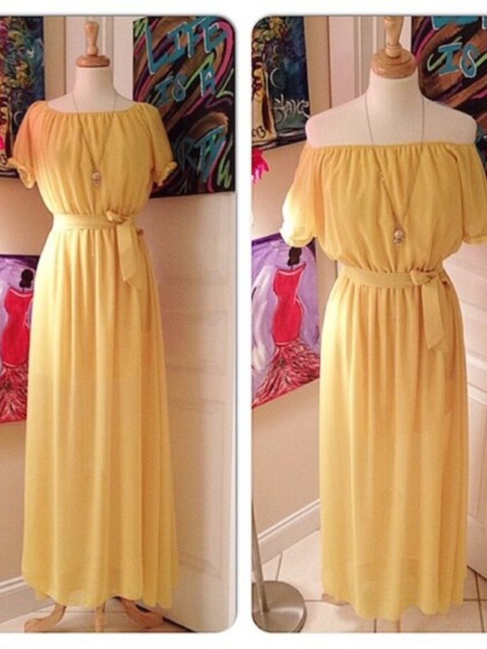 NWT Windsong Yellow Chiffon Bohemian Dress